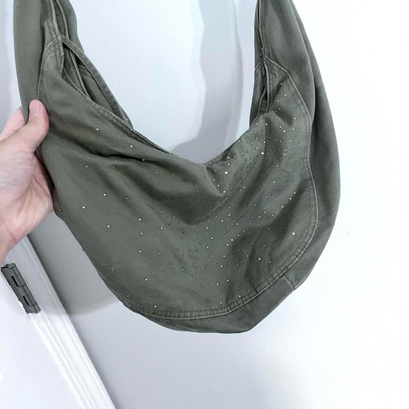 Old Navy - olive y2k bedazzled croissant crossbody bag - Picture 2 of 7